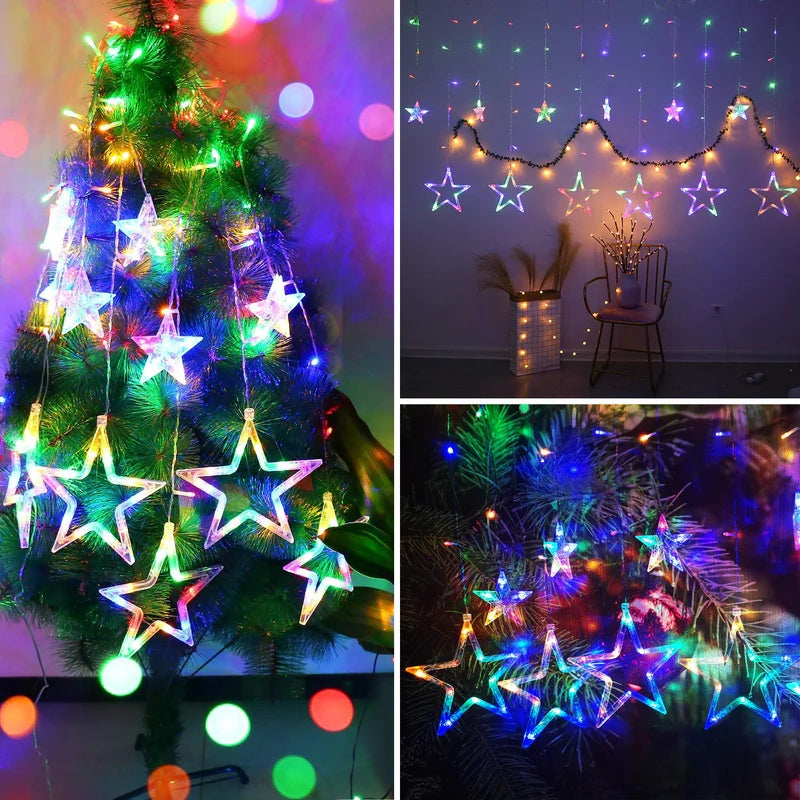 SALE [ STARZ ] 8 Modes, 2.5 Meter 12 Stars Fairy icicle Curtain Lights , Multi