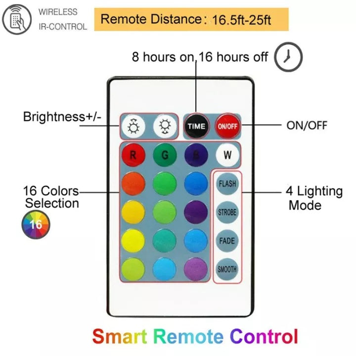 16 Colors - USB 3 Meter x 1 Meter Silver Wire 100 Led Curtain Lights + Remote Control