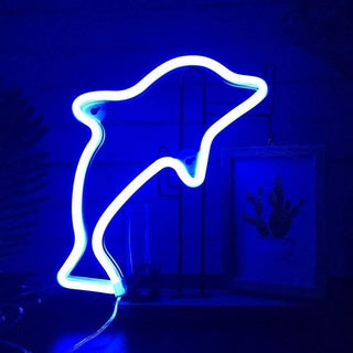 Dolphin Neon Light, Powered by USB / Battery Operated, Blue