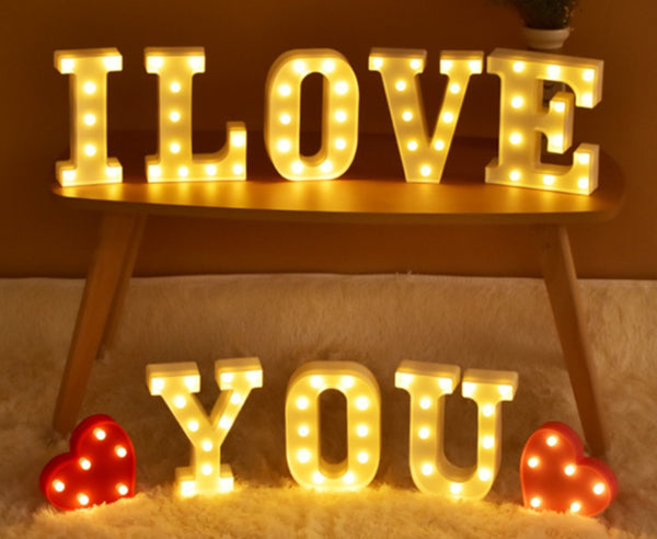 ILOVEYOU Lettering + 2 Hearts Battery Operated