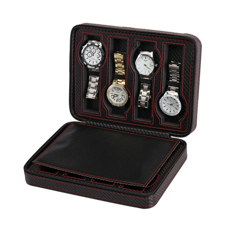 8 Slots Full Carbon Fiber Travel Watch Holder