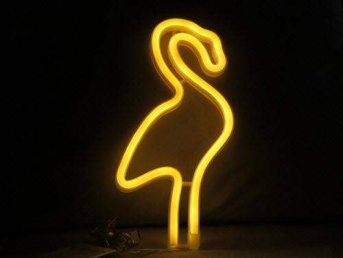 Flamingo Neon Light, Powered by USB / Battery Operated, Warm White