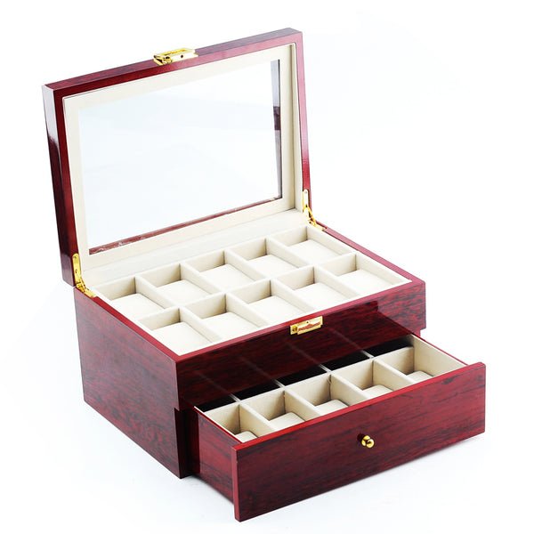 20 Slots Rose Wood Watch Storage Box
