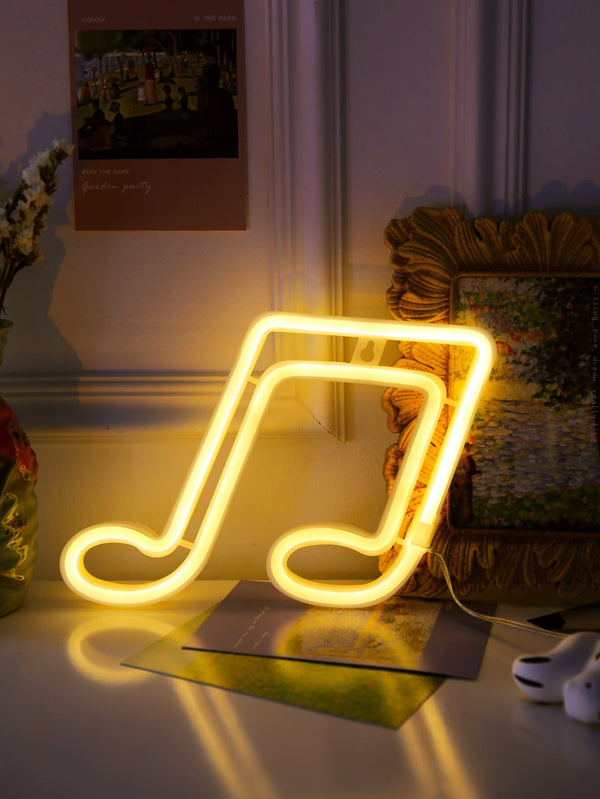 Music Note Neon Light, Powered by USB / Battery Operated, Warm White