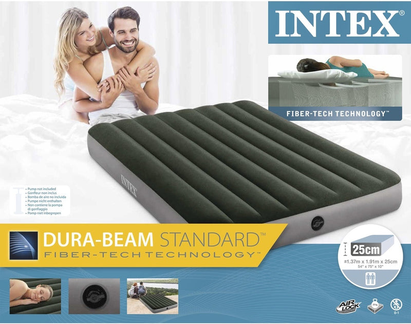 [ INTEX ] Fiber Tech Dura Beam Queen Size ARMY GREEN Inflatable Air Bed