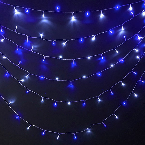 8 Modes 10 Meter 100 Led Fairy String Light Power Point Pure White + Blue