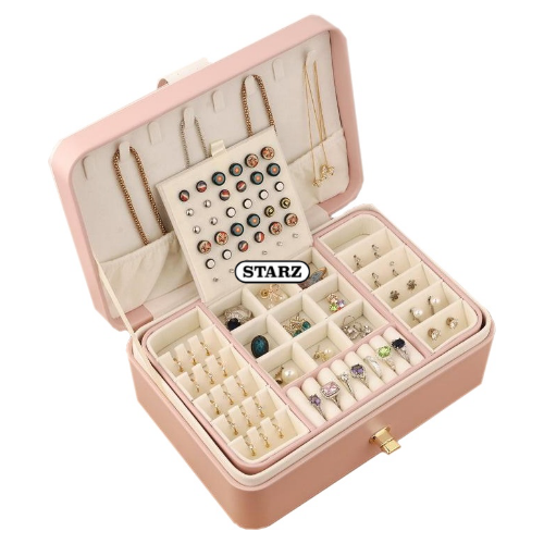 [ STARZ ] Diamond Twist PU Jewelry Storage Box , Pink