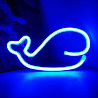 Whale Neon Light, Powered by USB / Battery Operated, Blue