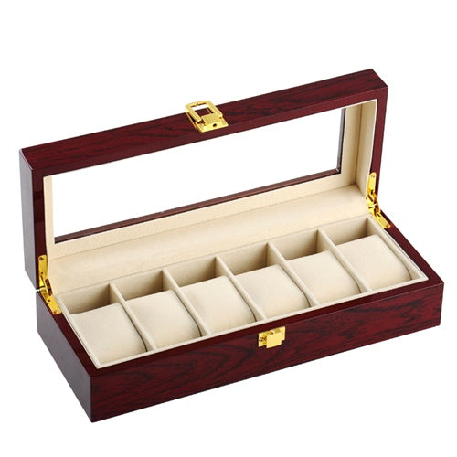 6 Slots Rose Wood Watch Storage Box