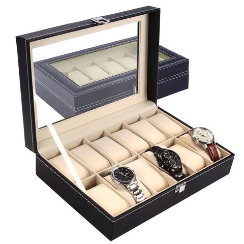 12 SLOTS PU WATCH BOX