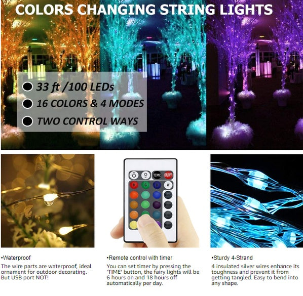 16 colors fairy led string light decoration lights