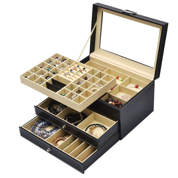 3 Tier Black 4 Drawers  - Jewelry Storage Box Series 2