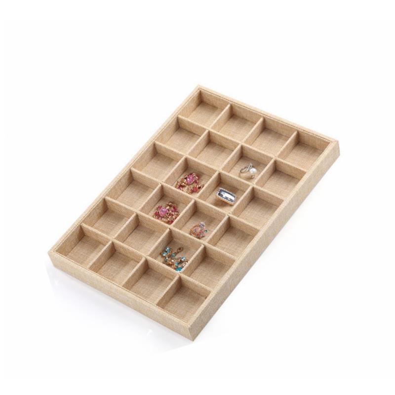 24 Grids Linen Jewelry Storage Display Tray Starz Singapore
