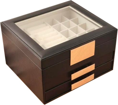 [ STARZ ] 3 Layer PU Jewelry Storage Box , Black