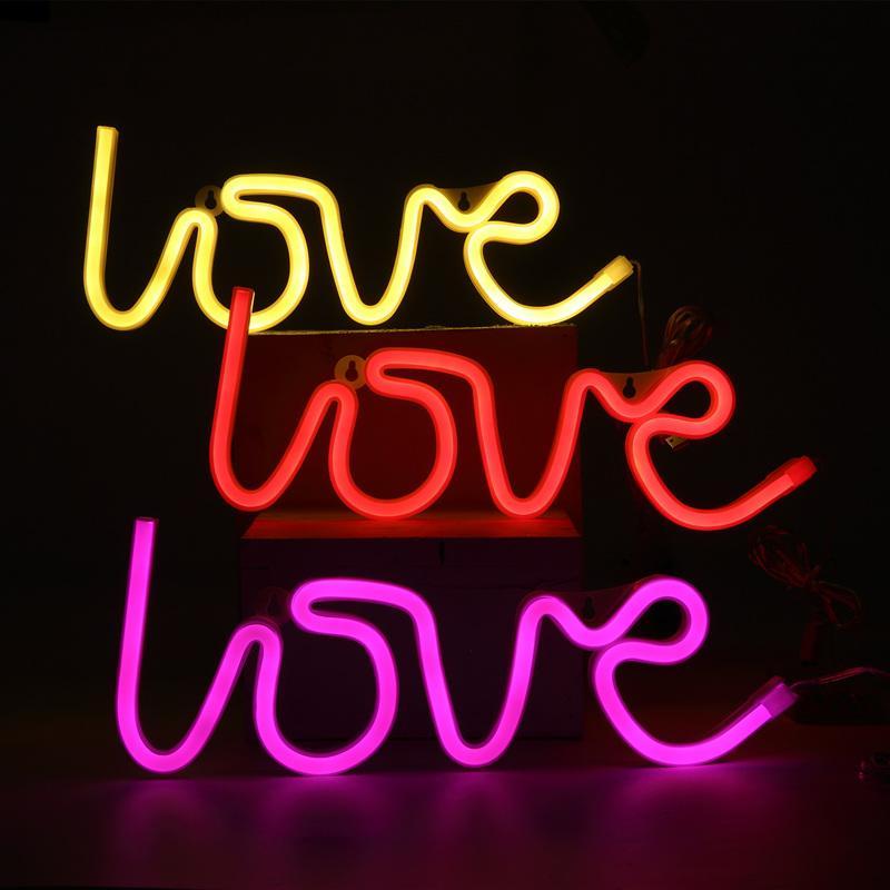 LOVE Neon Light, Powered by USB / Battery Operated, Red