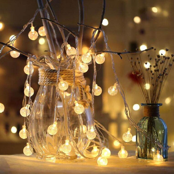 8 Modes 10 Meter 100 Crystal Ball Fairy String Light Power Point Warm White