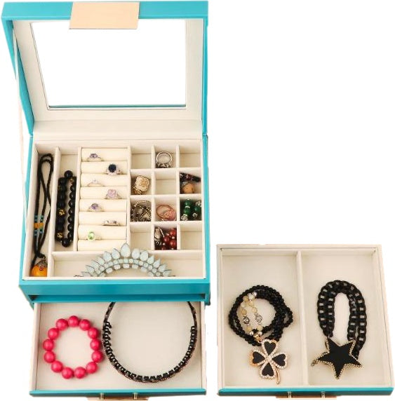 [ STARZ ] 3 Layer PU Jewelry Storage Box , Blue