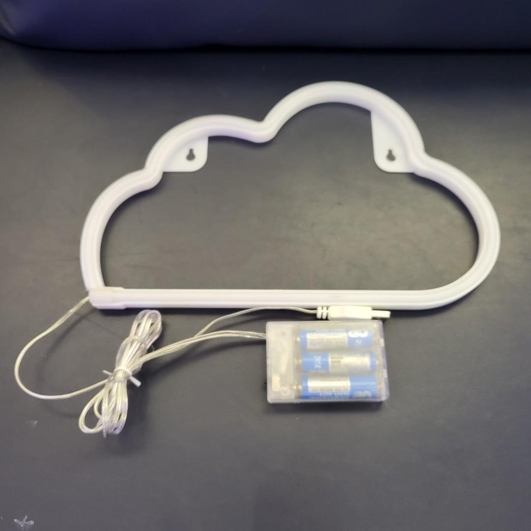 Cloud Neon Light, Powered by USB / Battery Operated, Yellow Pink