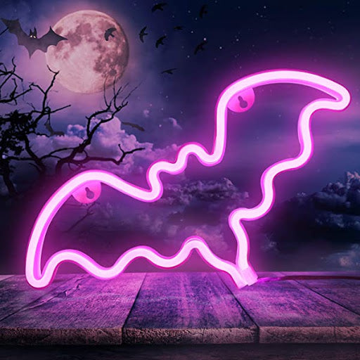 Bat Neon Light, Powered by USB / Battery Operated, Pink